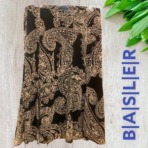 BASLER BLACK AND PAISLEY FLOWLY SKIRT (SZ 40)